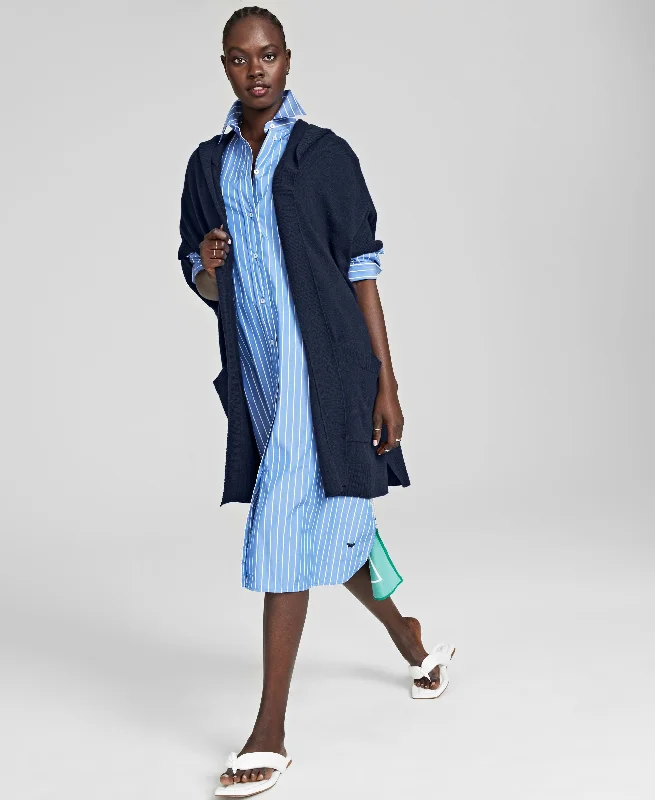 Charter Club Cashmere Hoodie Cardigan Hoodie with High-Low Hem Asymmetrical Trendy