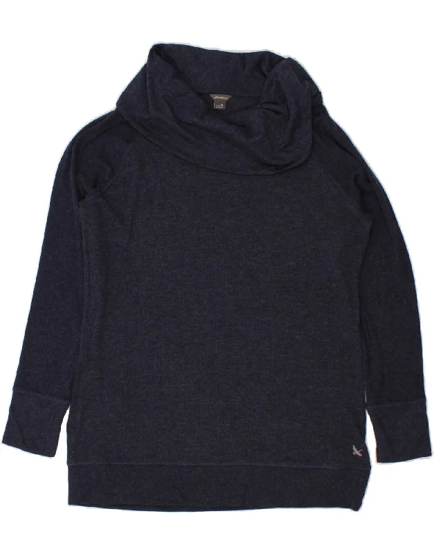 EDDIE BAUER Womens Roll Neck Sweatshirt Jumper UK 18 XL Navy Blue Cotton Hoodie with Fur Luxurious Winter EDDIE BAUER Womens Roll Neck Sweatshirt Jumper UK 18 XL Navy Blue Cotton Hoodie with Fur Luxurious Winter