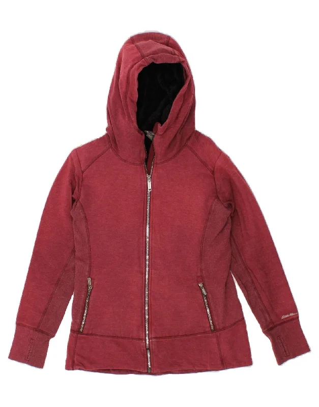 EDDIE BAUER Womens Zip Hoodie Sweater UK 10 Small Red Cotton Hoodie with Lace Feminine Delicate EDDIE BAUER Womens Zip Hoodie Sweater UK 10 Small Red Cotton Hoodie with Lace Feminine Delicate