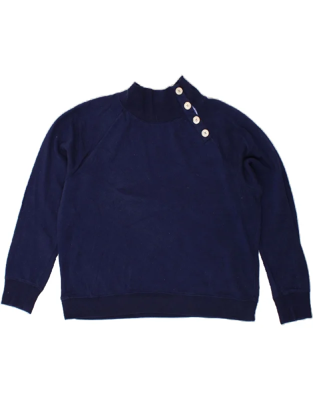 J. CREW Womens Oversized Button Neck Sweatshirt Jumper UK 18 XL Navy Blue Hoodie with Camouflage Military Edgy J. CREW Womens Oversized Button Neck Sweatshirt Jumper UK 18 XL Navy Blue Hoodie with Camouflage Military Edgy