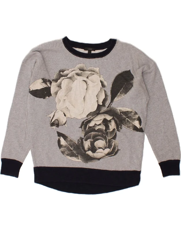 J. CREW Womens Oversized Graphic Sweatshirt Jumper UK 10 Small Grey Floral Hoodie with Reflective Safety Nightwear J. CREW Womens Oversized Graphic Sweatshirt Jumper UK 10 Small Grey Floral Hoodie with Reflective Safety Nightwear