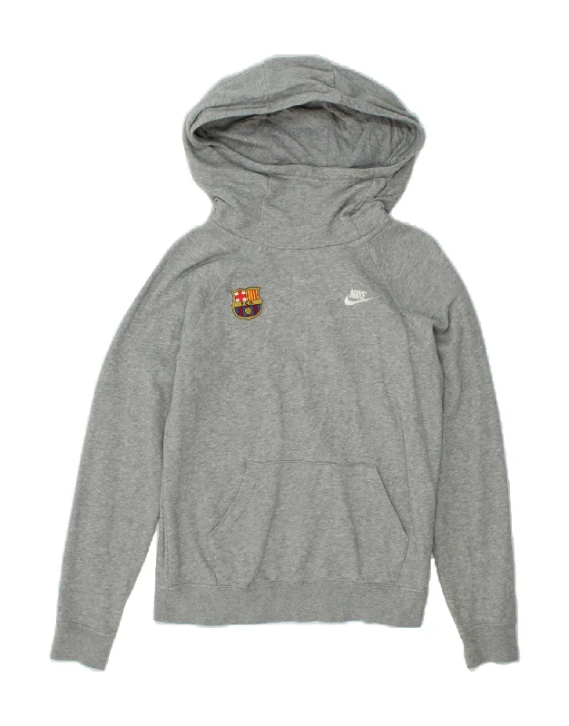 NIKE Womens Barcelona Oversized Hoodie Jumper UK 6 XS Grey Cotton Hoodie with Hem Lace Feminine Delicate NIKE Womens Barcelona Oversized Hoodie Jumper UK 6 XS Grey Cotton Hoodie with Hem Lace Feminine Delicate