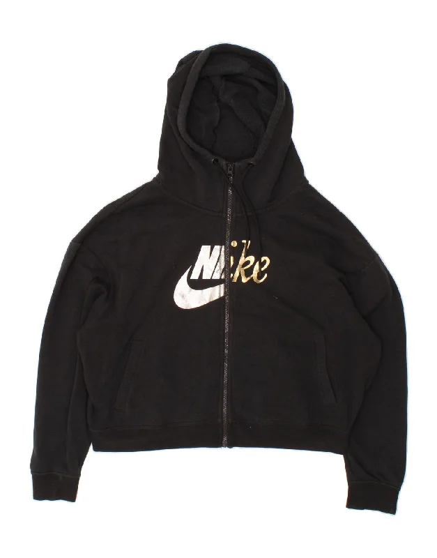 NIKE Womens Oversized Graphic Crop Zip Hoodie Sweater UK 16 Large Black Hoodie with Crew Neck Simple Timeless NIKE Womens Oversized Graphic Crop Zip Hoodie Sweater UK 16 Large Black Hoodie with Crew Neck Simple Timeless