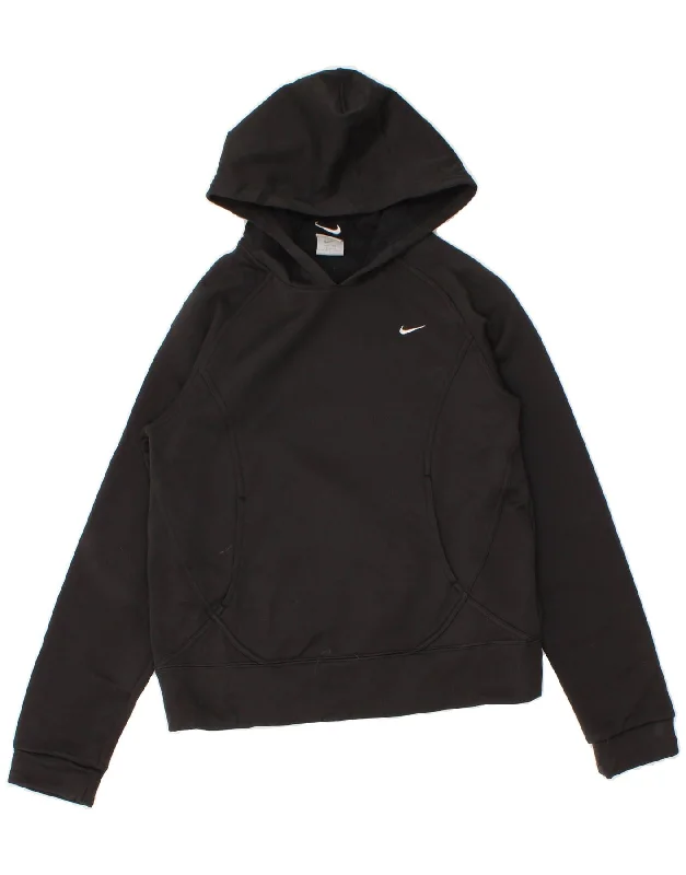 NIKE Womens Therma-Fit Hoodie Jumper UK 8/10 Small Black Polyester Hoodie with Button Placket Classic Preppy NIKE Womens Therma-Fit Hoodie Jumper UK 8/10 Small Black Polyester Hoodie with Button Placket Classic Preppy