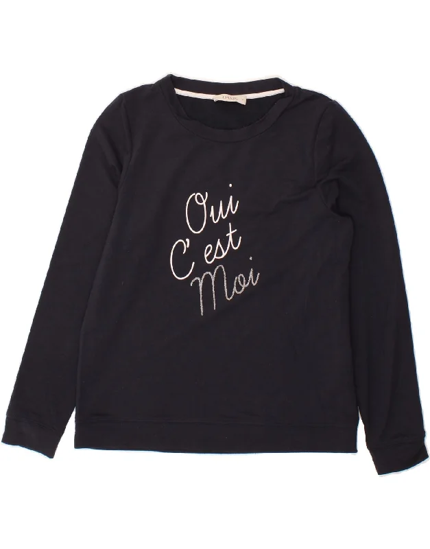 OASIS Womens Oversized Graphic Sweatshirt Jumper UK 10 Small Navy Blue Hoodie with Oversized Fit Loose Comfortable OASIS Womens Oversized Graphic Sweatshirt Jumper UK 10 Small Navy Blue Hoodie with Oversized Fit Loose Comfortable