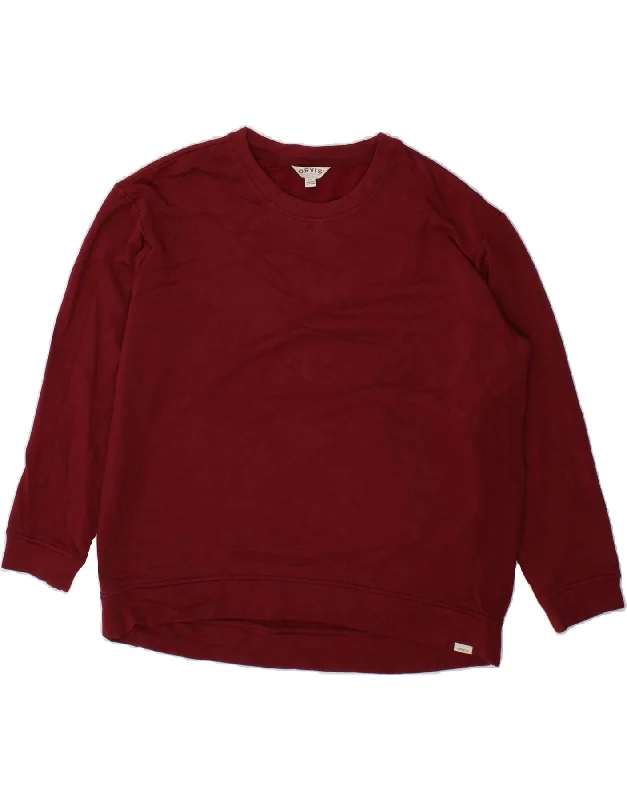 ORVIS Womens Oversized Sweatshirt Jumper UK 16 Large Burgundy Cotton Hoodie with Frayed Bohemian Relaxed ORVIS Womens Oversized Sweatshirt Jumper UK 16 Large Burgundy Cotton Hoodie with Frayed Bohemian Relaxed