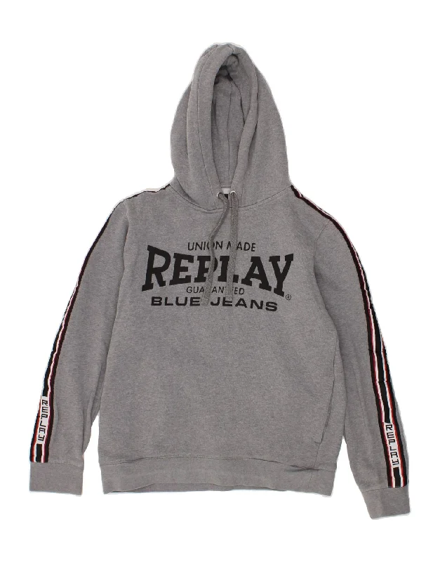 REPLAY Womens Graphic Hoodie Jumper UK 16 Large Grey Cotton Hoodie with Bell Sleeves Flared Feminine REPLAY Womens Graphic Hoodie Jumper UK 16 Large Grey Cotton Hoodie with Bell Sleeves Flared Feminine