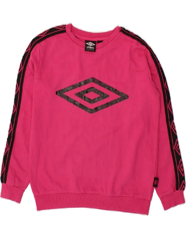 UMBRO Womens Graphic Sweatshirt Jumper UK 6 XS Pink Cotton Hoodie with Back Slit Movement Comfort UMBRO Womens Graphic Sweatshirt Jumper UK 6 XS Pink Cotton Hoodie with Back Slit Movement Comfort