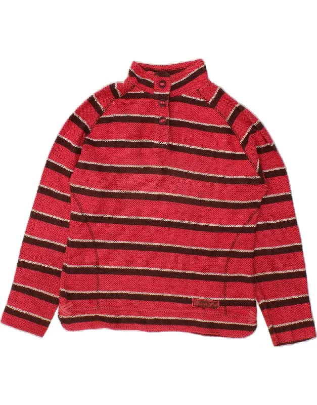 WEIRD FISH Womens Button Neck Sweatshirt Jumper UK 14 Medium Pink Striped Hoodie with Tied Waist Feminine Flattering WEIRD FISH Womens Button Neck Sweatshirt Jumper UK 14 Medium Pink Striped Hoodie with Tied Waist Feminine Flattering