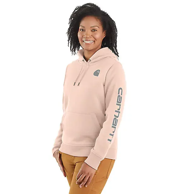 Women's Relaxed Fit Midweight Logo Sleeve Graphic Hoodie - Georgia Peach Hoodie with Drawstring Waist Adjustable Fitted Women's Relaxed Fit Midweight Logo Sleeve Graphic Hoodie - Georgia Peach Hoodie with Drawstring Waist Adjustable Fitted