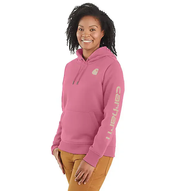 Women's Relaxed Fit Midweight Logo Sleeve Graphic Hoodie - Woodrose Hoodie with Toggle Buttons Decorative Unique