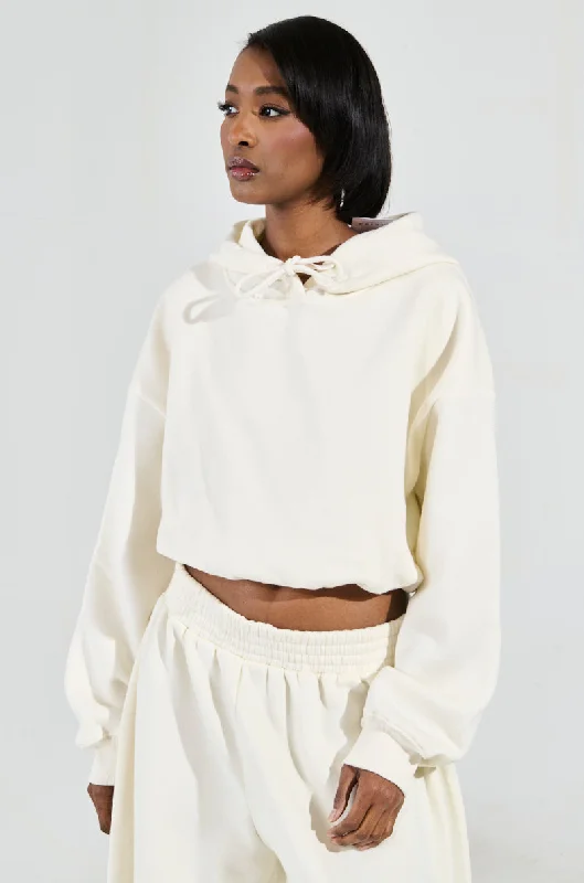 AINT NOBODY SWEATSHIRT IN CREAM Hoodie with Hem Elastic Stretchable Comfortable