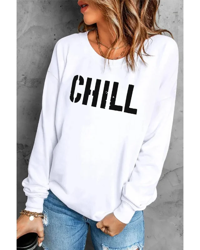 Azura Exchange CHILL Letters Pattern Sweatshirt with Contrast Trim - XL Hoodie with Double Zipper Versatile Adjustable Azura Exchange CHILL Letters Pattern Sweatshirt with Contrast Trim - XL Hoodie with Double Zipper Versatile Adjustable