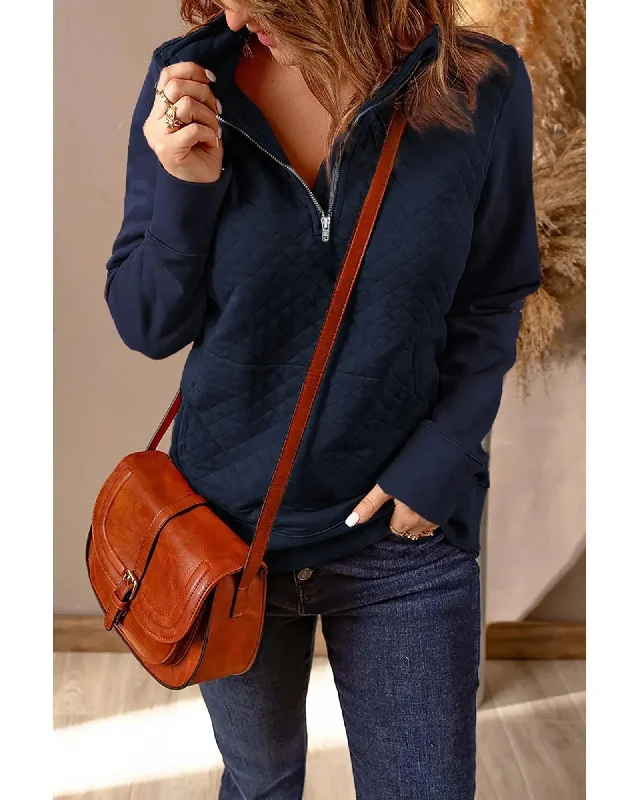 Azura Exchange Luxury Waffle Zip Up Sweatshirt - M Hoodie with High Neck Warm Protective