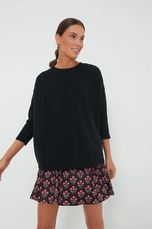 Black Cable Ally Swing Sweatshirt Hoodie with Thumb Holes Functional Cozy