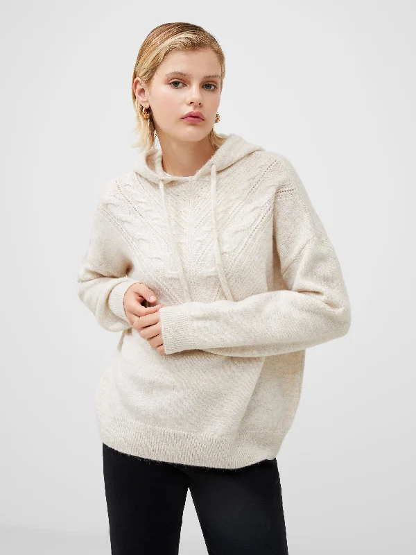 Cable Knit Chevron Hoodie Hoodie with Earth Tones Natural Calm