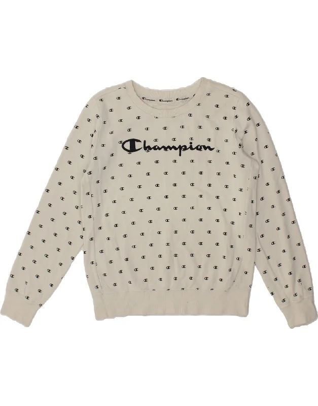 CHAMPION Womens Graphic Sweatshirt Jumper UK 16 Large White Cotton Hoodie with Camouflage Military Edgy CHAMPION Womens Graphic Sweatshirt Jumper UK 16 Large White Cotton Hoodie with Camouflage Military Edgy