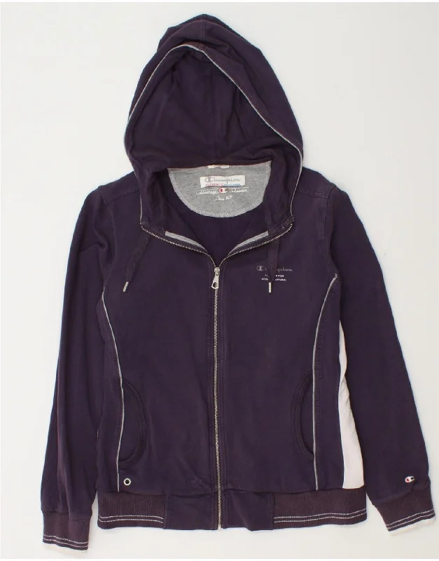 CHAMPION Womens Heritage Classics Zip Hoodie Sweater UK 12 Medium Purple Cotton Hoodie Fleece Lining Warmth CHAMPION Womens Heritage Classics Zip Hoodie Sweater UK 12 Medium Purple Cotton Hoodie Fleece Lining Warmth