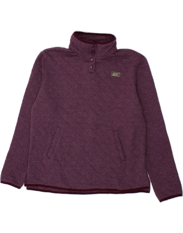 EDDIE BAUER Womens Button Neck Sweatshirt Jumper UK 14 Medium Purple Hoodie with Velcro Closure Adjustable Secure EDDIE BAUER Womens Button Neck Sweatshirt Jumper UK 14 Medium Purple Hoodie with Velcro Closure Adjustable Secure