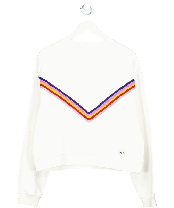 Etre Cecile White Rainbow Chevron Classic Sweatshirt UK S Hoodie with Batwing Sleeves Loose Dramatic Etre Cecile White Rainbow Chevron Classic Sweatshirt UK S Hoodie with Batwing Sleeves Loose Dramatic