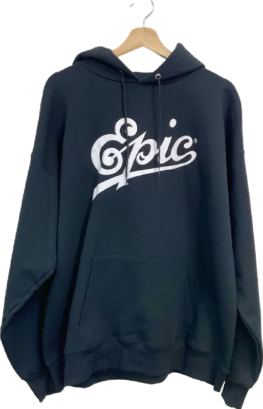 Hanes Black Epic Logo Hoodie UK L Hoodie with Button Placket Classic Preppy