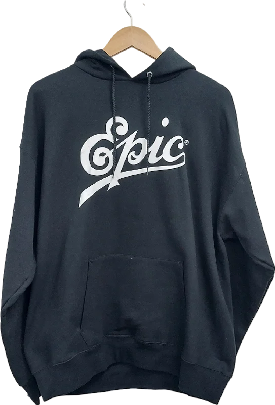 Hanes Black Epic Slogan Hoodie UK L Hoodie with Relaxed Fit Easy Casual