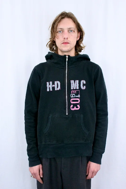 Harley Zip Neck Sweatshirt Hoodie with Camouflage Military Edgy