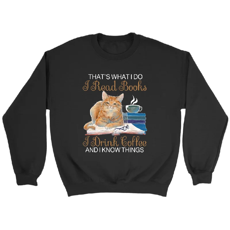 "I Read Books,I Drink Coffee" Sweatshirt Hoodie with Cuffed Sleeves Snug Secure