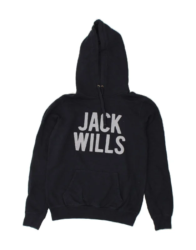 JACK WILLS Womens Graphic Hoodie Jumper UK 10 Small Navy Blue Hoodie with Hidden Zipper Minimalist Clean JACK WILLS Womens Graphic Hoodie Jumper UK 10 Small Navy Blue Hoodie with Hidden Zipper Minimalist Clean