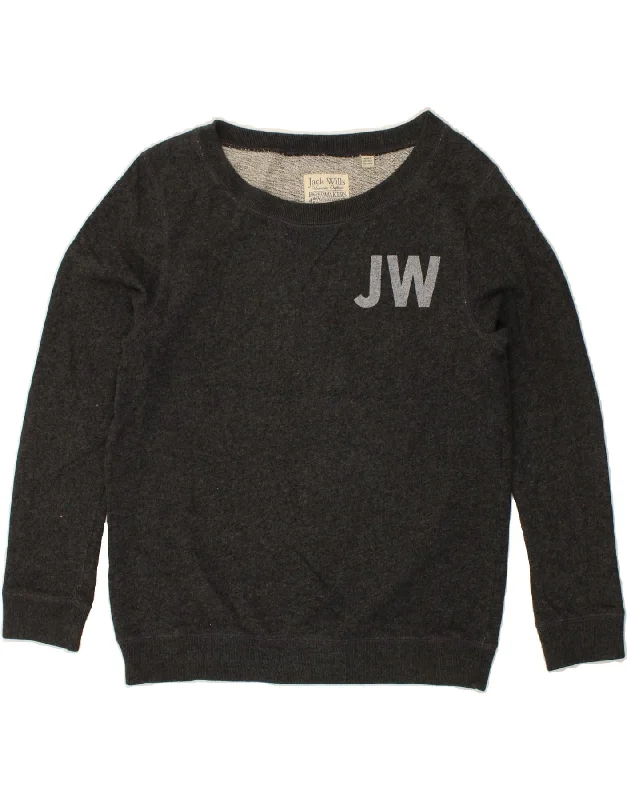 JACK WILLS Womens Graphic Sweatshirt Jumper UK 10 Small Grey Cotton Hoodie with Button Placket Classic Preppy JACK WILLS Womens Graphic Sweatshirt Jumper UK 10 Small Grey Cotton Hoodie with Button Placket Classic Preppy