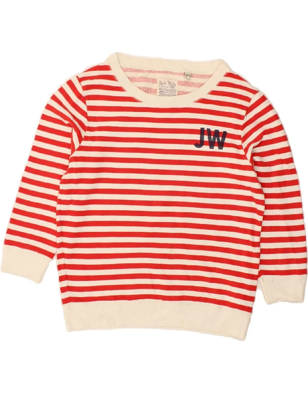 JACK WILLS Womens Sweatshirt Jumper UK 12 Medium Red Striped Cotton Hoodie with Ribbed Neckline Snug Warm JACK WILLS Womens Sweatshirt Jumper UK 12 Medium Red Striped Cotton Hoodie with Ribbed Neckline Snug Warm