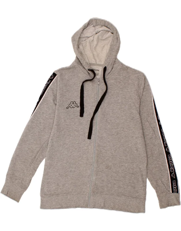 KAPPA Womens Graphic Zip Hoodie Sweater UK 14 Medium Grey Colourblock Hoodie with Hem Patch Decorative Personalized KAPPA Womens Graphic Zip Hoodie Sweater UK 14 Medium Grey Colourblock Hoodie with Hem Patch Decorative Personalized