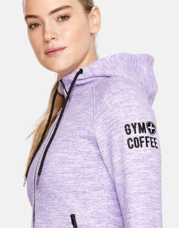 Lilac Fleck Zip Hoodie Hoodie with Raw Hem Edgy Unfinished