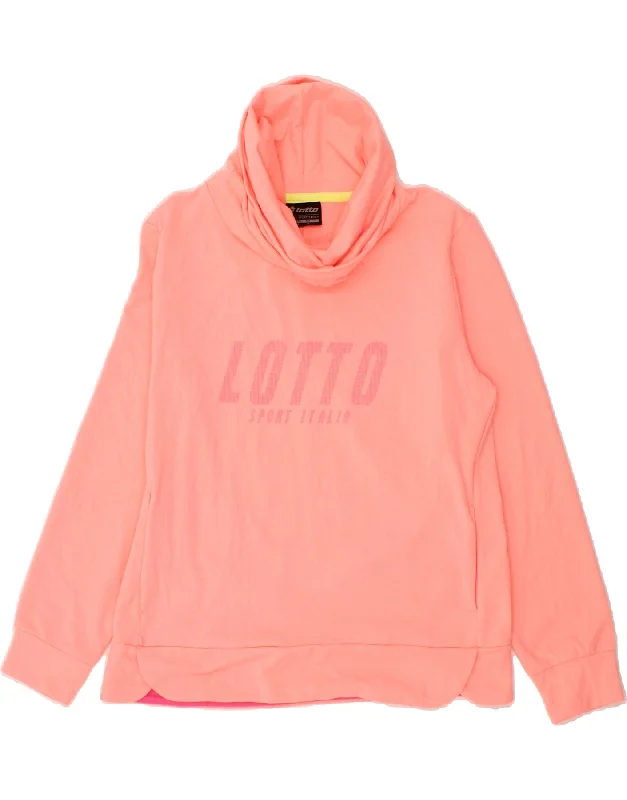 LOTTO Womens Italia Graphic Roll Neck Sweatshirt Jumper UK 18 XL Pink Hoodie with Hem Detail Decorative Unique LOTTO Womens Italia Graphic Roll Neck Sweatshirt Jumper UK 18 XL Pink Hoodie with Hem Detail Decorative Unique