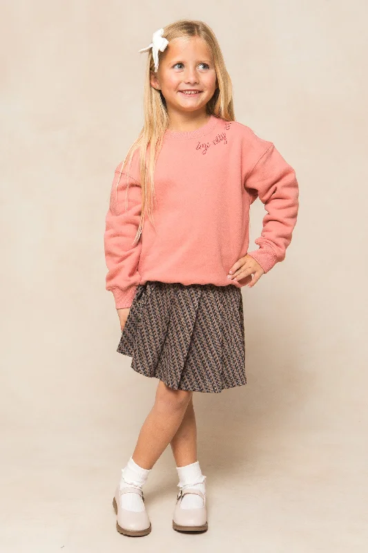 Mini Ivy Sweatshirt in Pink Hoodie with Toggle Buttons Decorative Unique