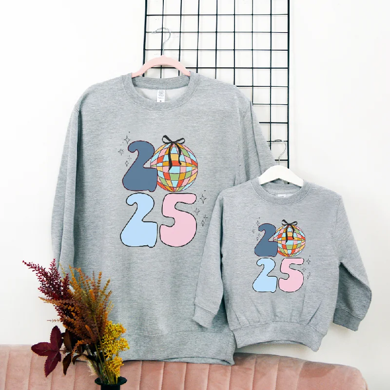 New Years 2025 Mum & Kid Matching Sweatshirts Zip Hoodie Drawstring Kangaroo Pocket