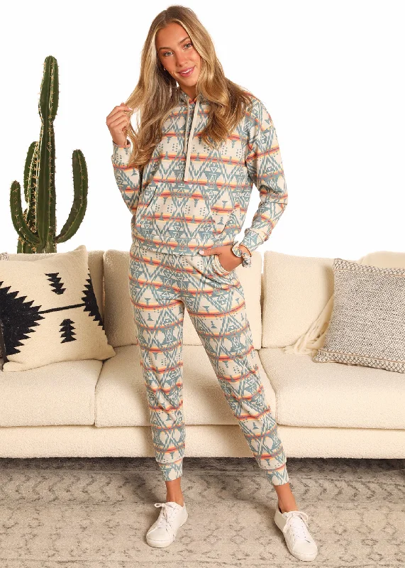 Aztec Print Hoodie Hoodie with Back Slit Movement Comfort