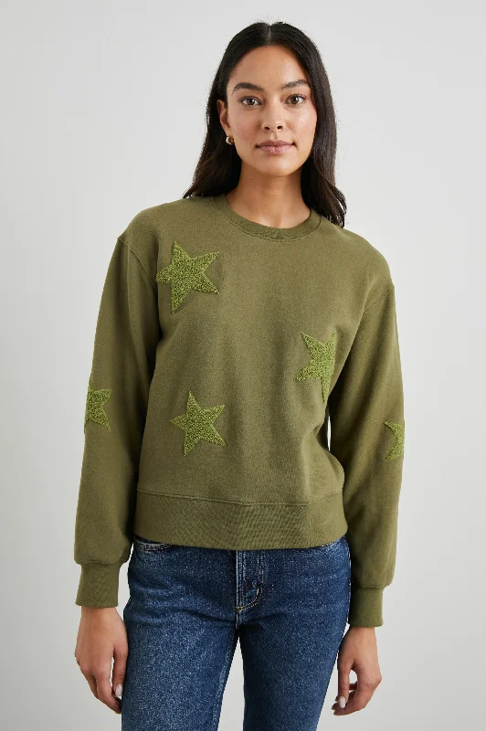 SONIA SWEATSHIRT - OLIVE Hoodie with Applique Textured Unique