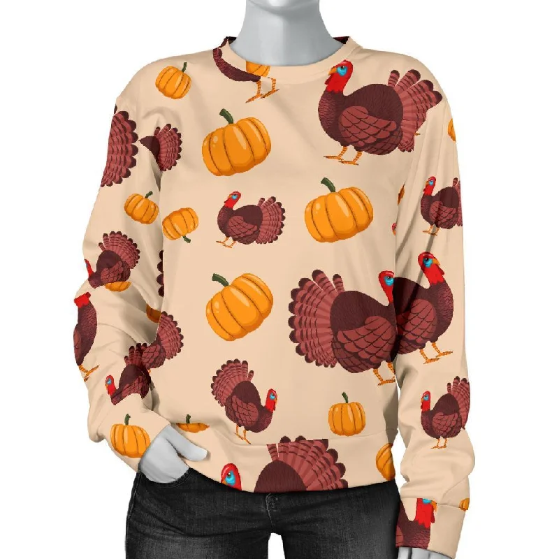 Thankgiving Turkey Pattern Print Women's Sweatshirt Hoodie with High-Low Hem Asymmetrical Trendy