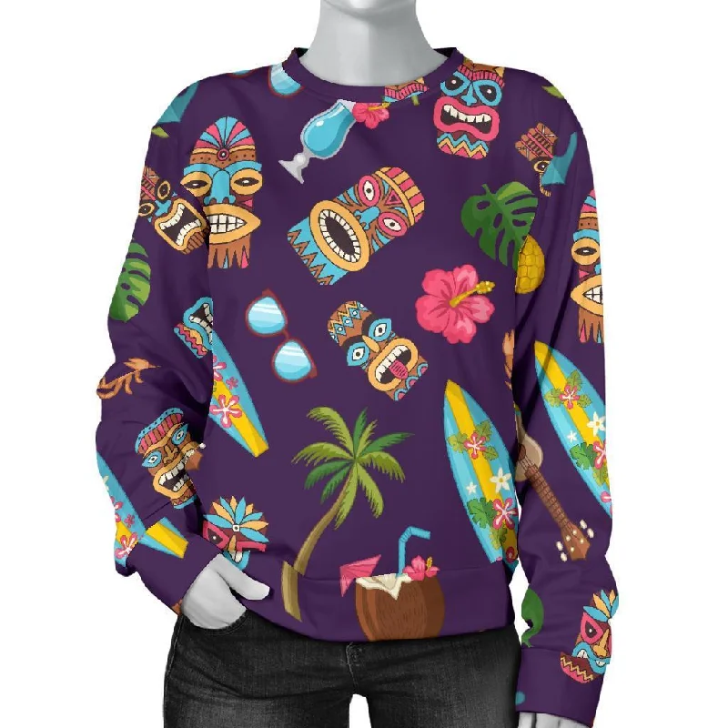 Totem Pattern Print Women's Sweatshirt Hoodie with Hem Lace Feminine Delicate