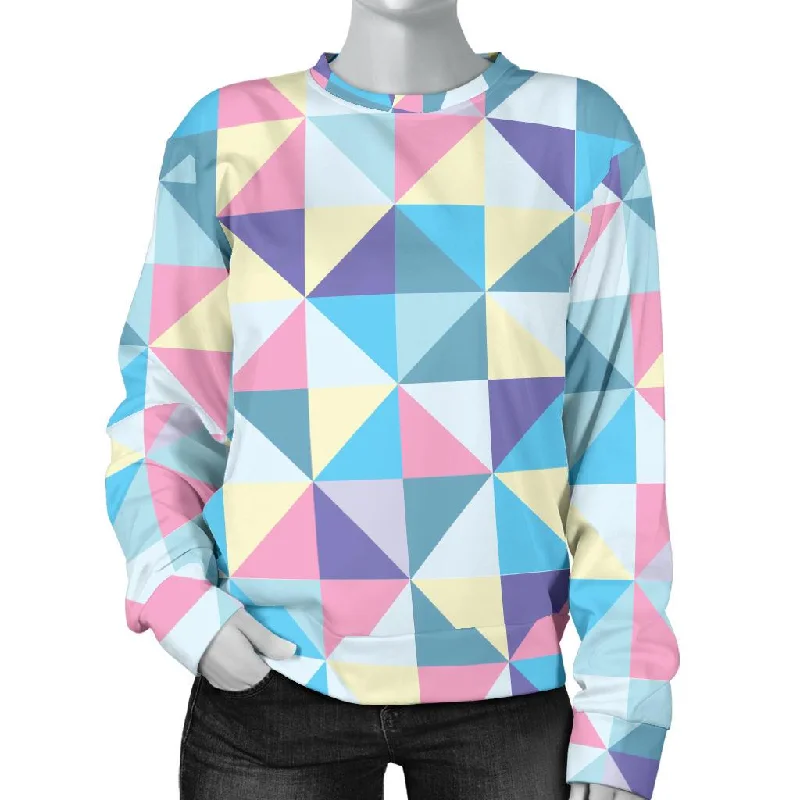 Triangle Print Pattern Women's Sweatshirt Hoodie with V-Neck Classic Versatile