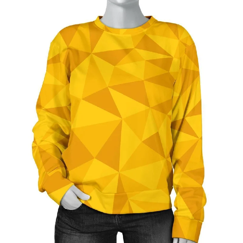 Triangle Yellow Pattern Print Women's Sweatshirt Hoodie with Tie-Dye Psychedelic Retro
