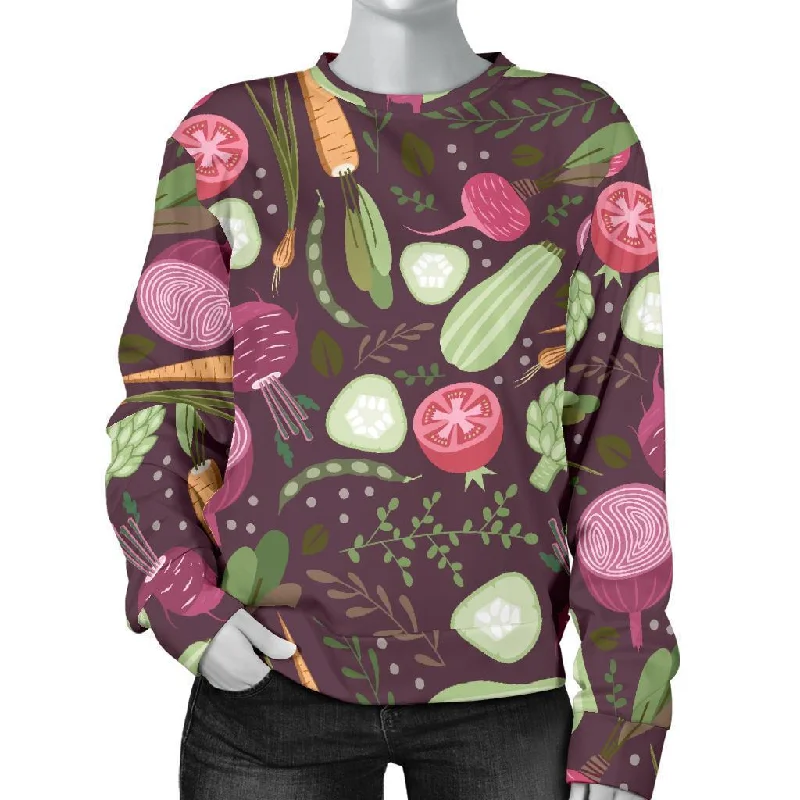 Vegan Print Pattern Women's Sweatshirt Hoodie with Velcro Closure Adjustable Secure