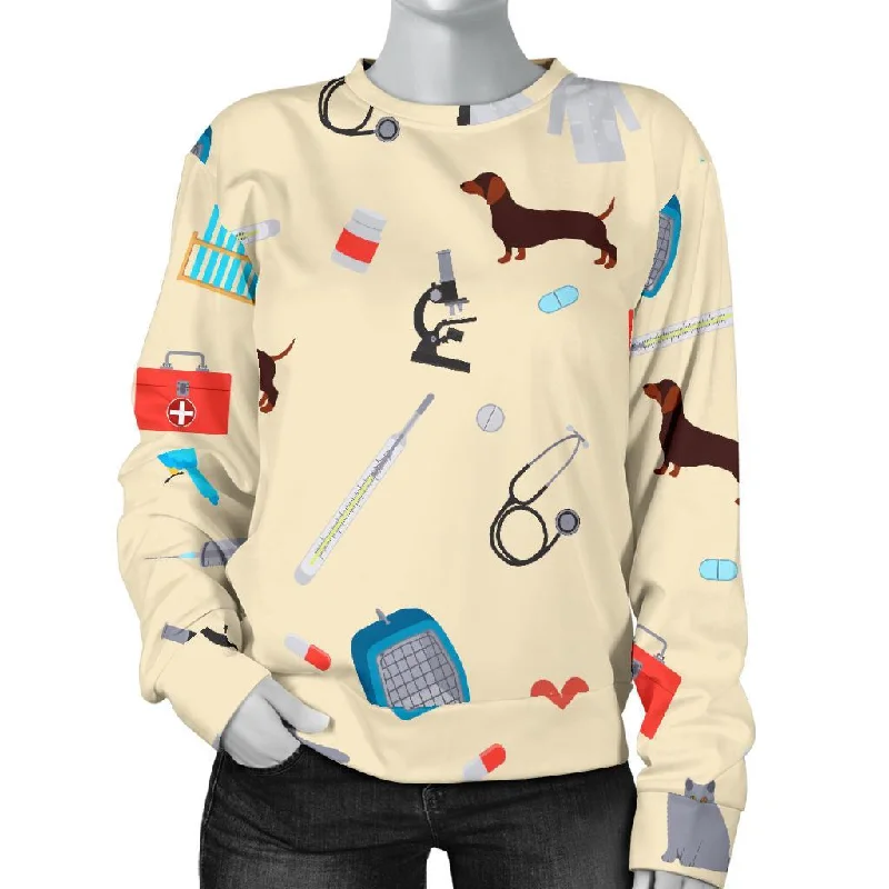 Veterianary Print Pattern Women's Sweatshirt Hoodie with Oversized Fit Loose Comfortable Veterianary Print Pattern Women's Sweatshirt Hoodie with Oversized Fit Loose Comfortable