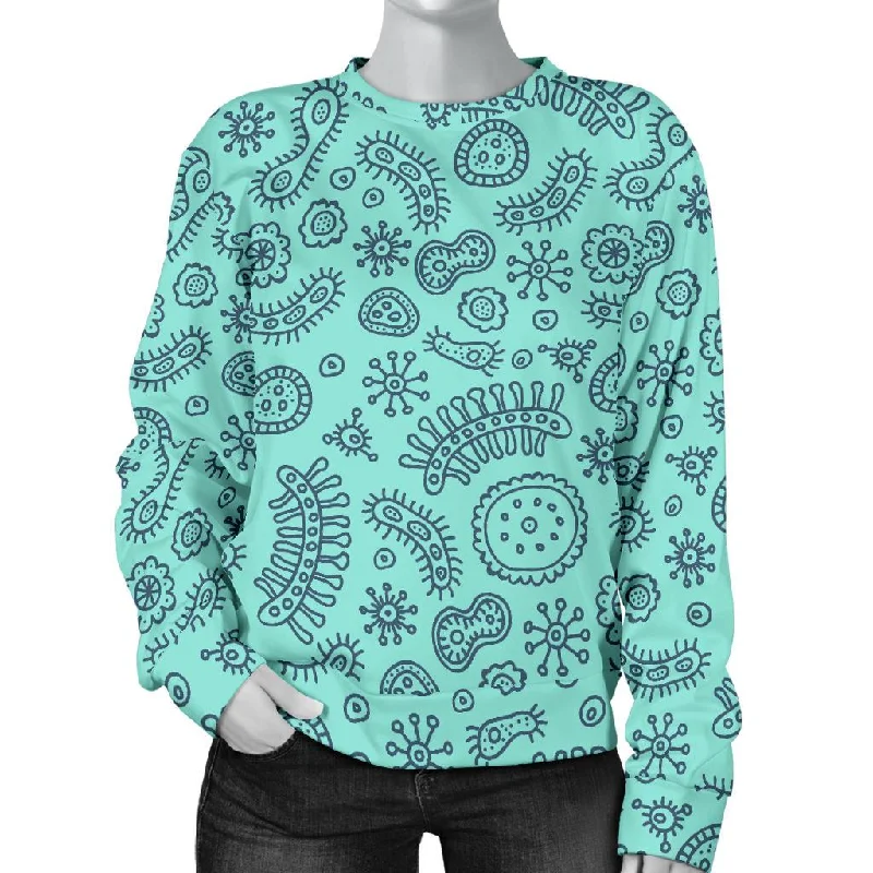 Virus Bacteria Pattern Print Women's Sweatshirt Hoodie with Raglan Sleeves Sporty Comfortable Virus Bacteria Pattern Print Women's Sweatshirt Hoodie with Raglan Sleeves Sporty Comfortable
