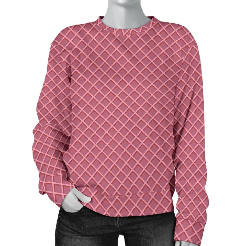 Waffle Pink Pattern Print Women's Sweatshirt Hoodie with Strings Custom Fit Adjustable Waffle Pink Pattern Print Women's Sweatshirt Hoodie with Strings Custom Fit Adjustable