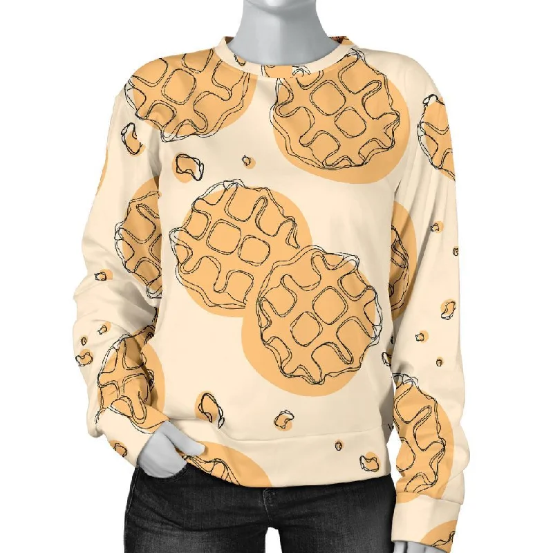 Waffle Print Pattern Women's Sweatshirt Hoodie with Elastic Cuffs Stretchable Comfortable Waffle Print Pattern Women's Sweatshirt Hoodie with Elastic Cuffs Stretchable Comfortable