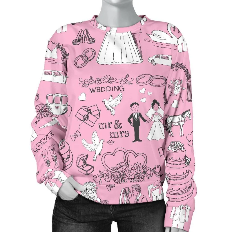 Wedding Pink Pattern Print Women's Sweatshirt Hoodie with Slim Fit Tailored Modern