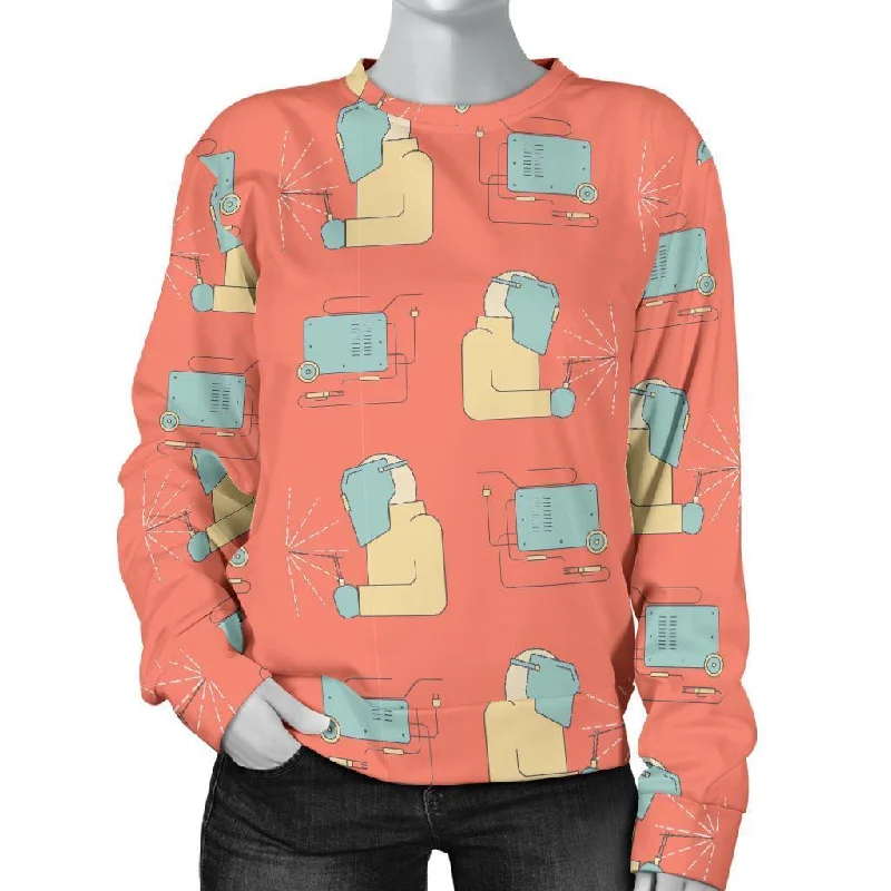 Welder Pattern Print Women's Sweatshirt Hoodie with Pocket Utility Practical