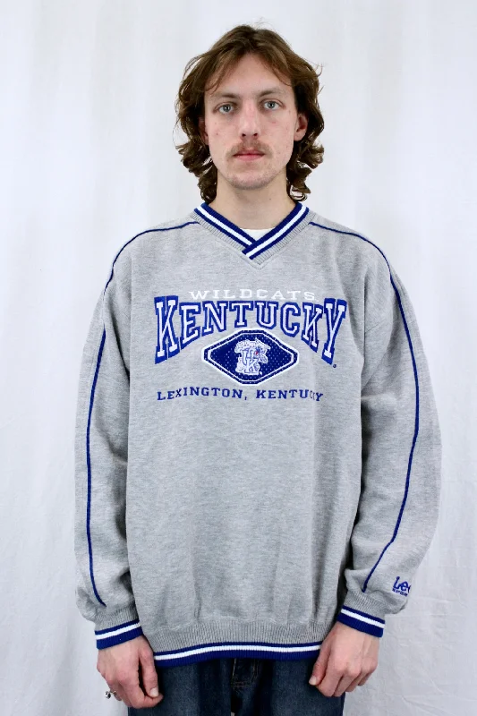 Wildcats Kentucky V-Neck Sweatshirt Hoodie with Cuffed Sleeves Snug Secure
